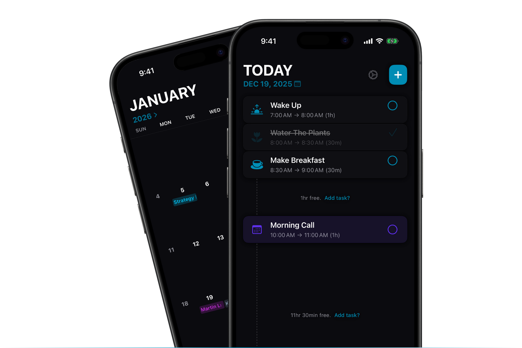 TimeGuide App Interface showing timeline