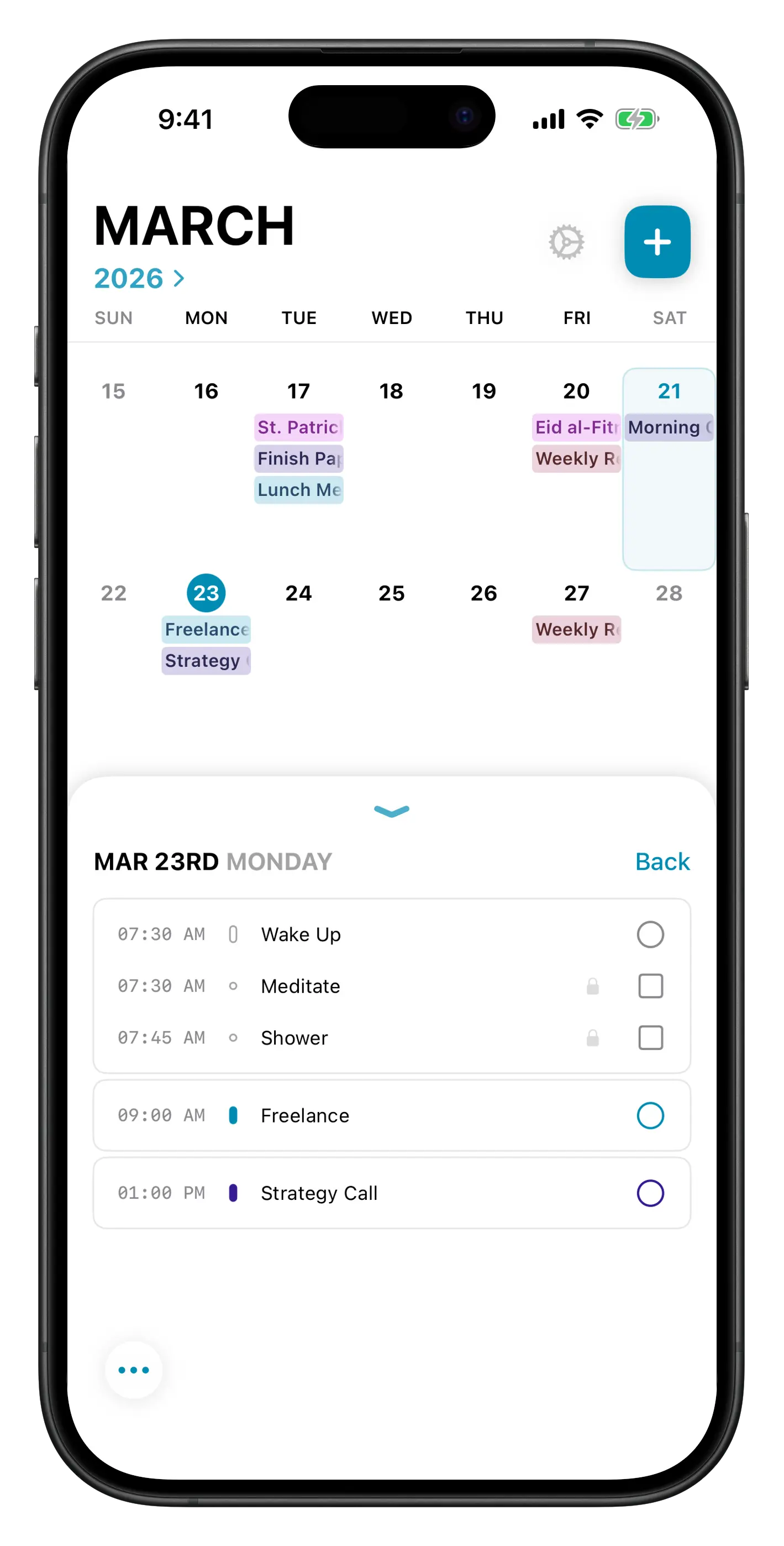 TimeGuide Month View showing calendar overview